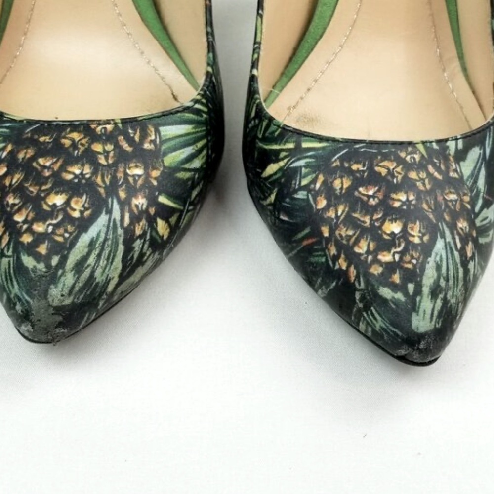 Zara Woman Size 5.5-6 (Euro 36) Contemporary Leaf Green Patterned Pumps - Picture 10 of 12